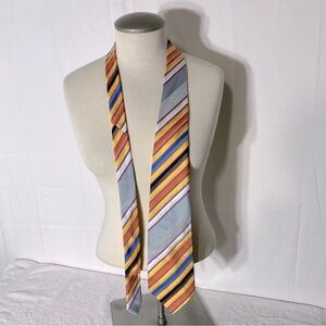 Vintage Dumas De Paris Yellow Orange Grey Striped Neck Tie